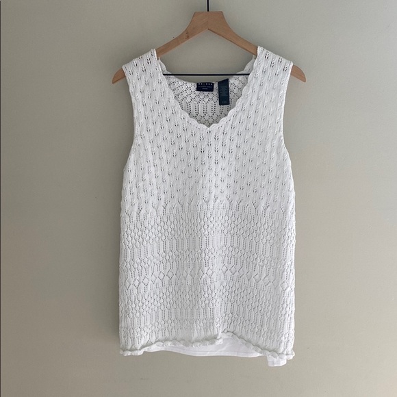 Axcess white knit boho sleeveless v-neck top size 3 - Picture 1 of 7